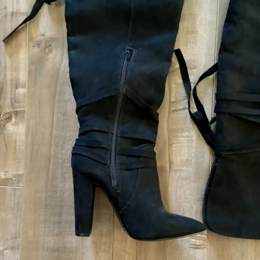 ShoeDazzle Reese Thigh-High Boot in Black
